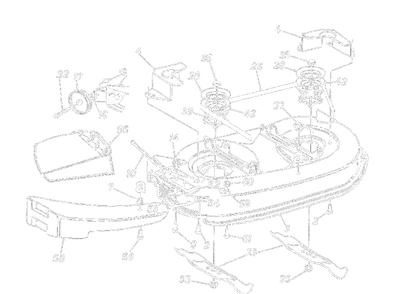 Deck Assembly/Blades Diagram and Parts List for 13AM675G372 1997 Yard Machines Lawn Tractor